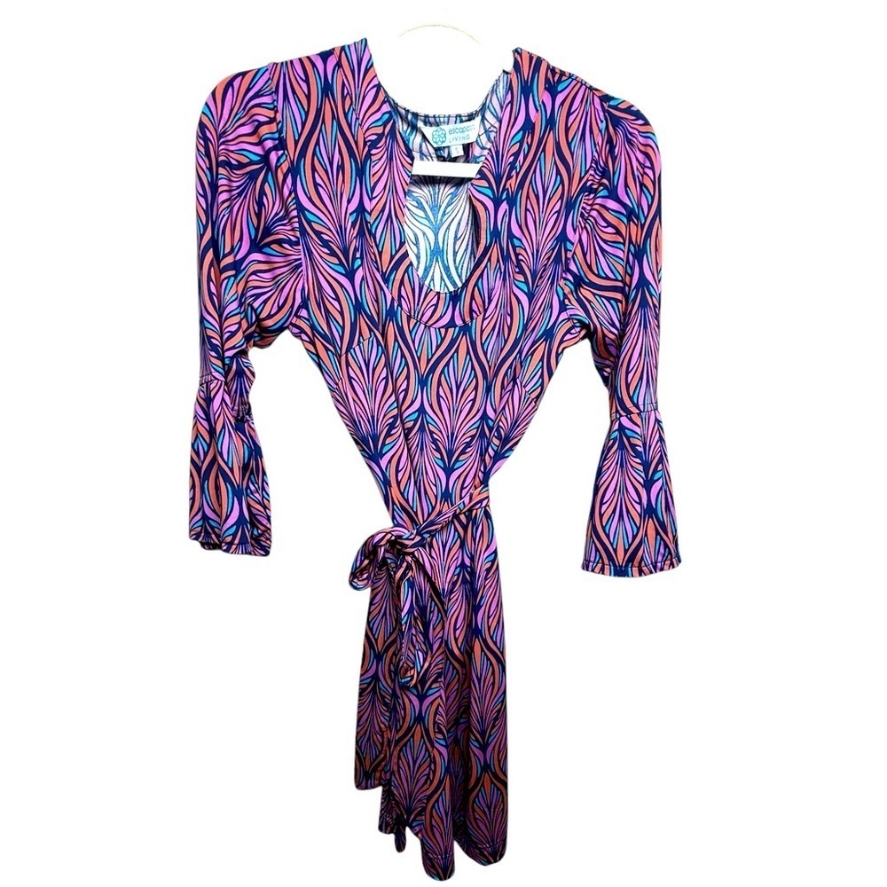Escapada Living Tie-Waist Dress – Size Small, Vibrant Tropical Print - Picture 2 of 5